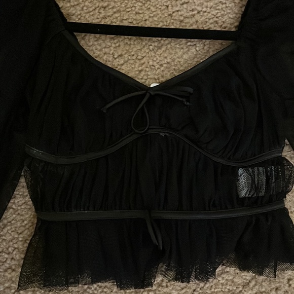 Black sheer corset like tank off shoulder - Picture 2 of 4